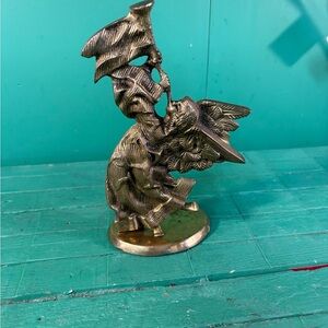 Gold Tone Angel Figurine Decorative Accent - Metallic Finish